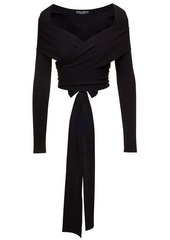 Dolce & Gabbana Black Tied-Up Top with Sweetheart Neckline in Viscose Blend Woman
