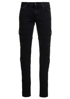 Black Wash Slim Cargo Pants in Cotton Denim Man Dolce & Gabbana
