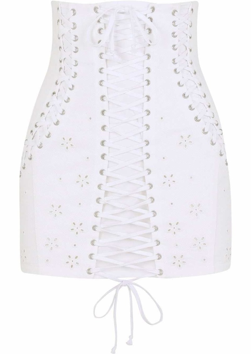 Dolce & Gabbana lace-up embroidered miniskirt