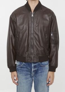 Dolce & Gabbana Brown leather bomber jacket