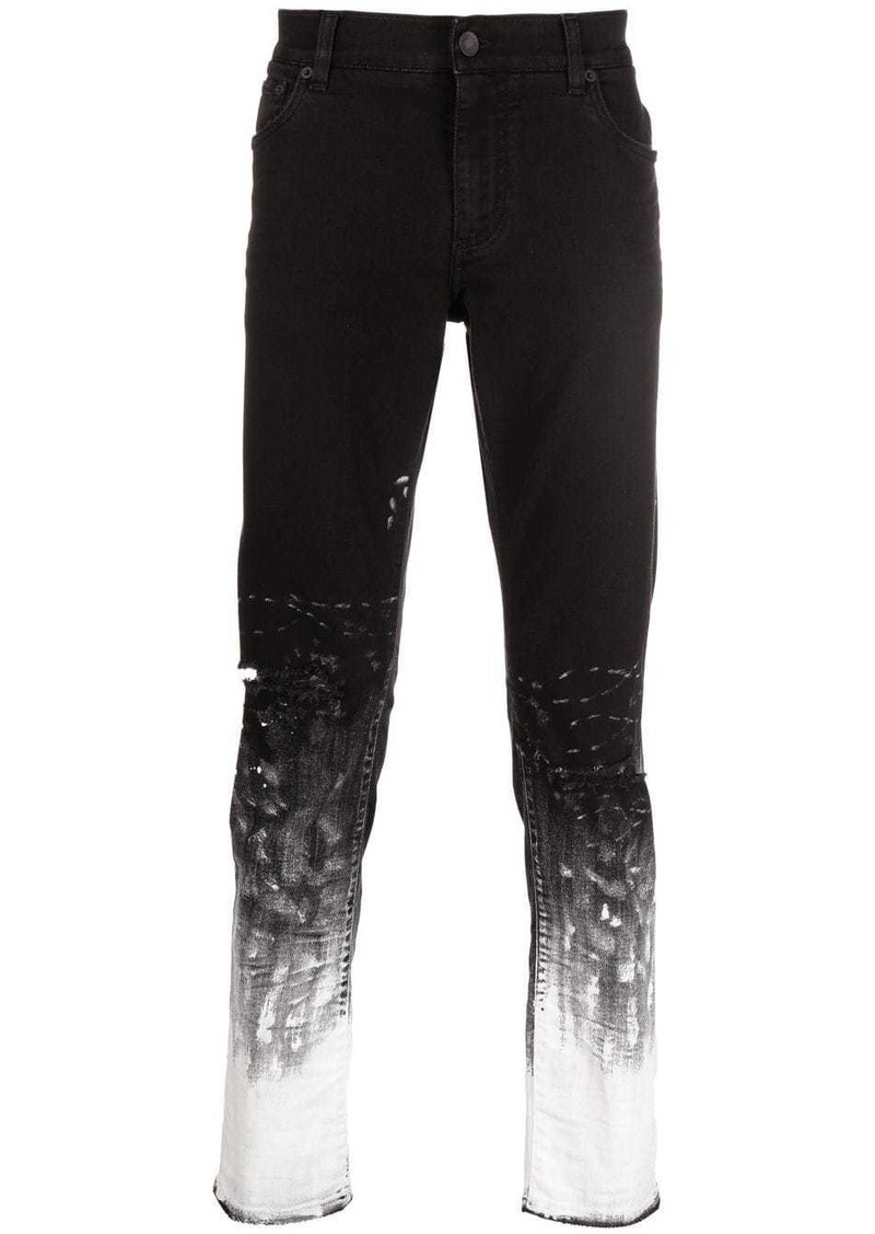 Dolce & Gabbana brushstroke-print slim-fit jeans