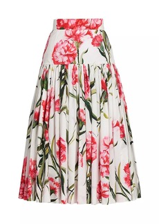 Dolce & Gabbana Carnations Pleated Midi-Skirt