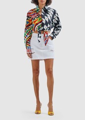 Dolce & Gabbana Carretto Print Cotton Crop Shirt W/knot