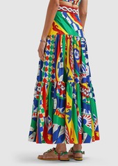 Dolce & Gabbana Carretto Print Cotton Poplin Long Skirt