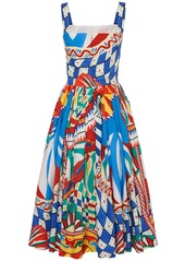 Dolce & Gabbana Carretto Print Cotton Poplin Midi Dress
