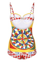 Dolce & Gabbana Carretto-print one-piece swimsuit