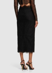 Dolce & Gabbana Chantilly Fil Coupé Lace Midi Skirt