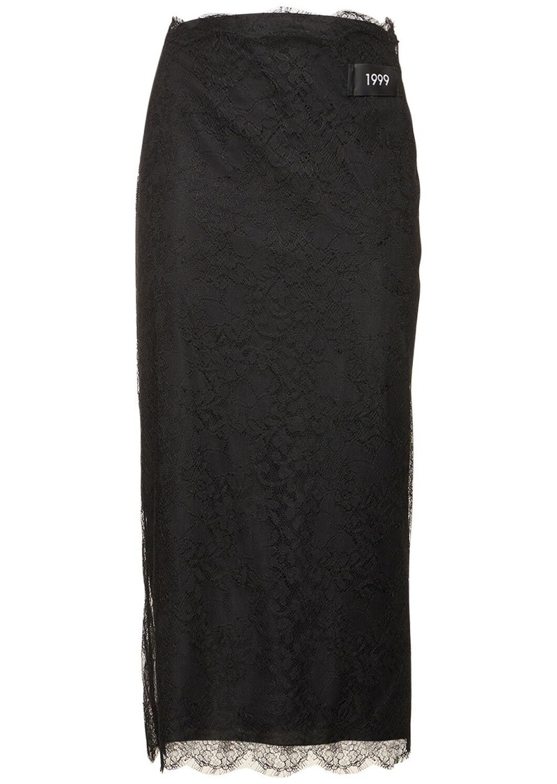 Dolce & Gabbana Chantilly Fil Coupé Lace Midi Skirt