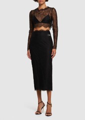 Dolce & Gabbana Chantilly Fil Coupé Lace Midi Skirt