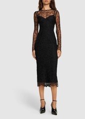 Dolce & Gabbana Chantilly Lace Long Sleeve Midi Dress