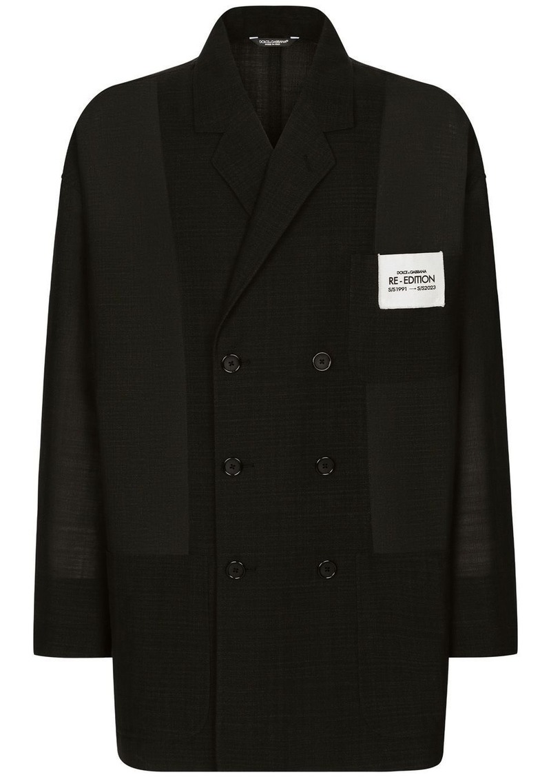 Dolce & Gabbana logo-patch double-breasted blazer