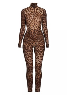 Dolce & Gabbana Cheetah-Printed Turtleneck Catsuit