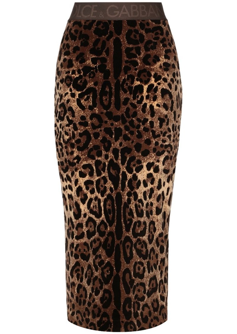 Dolce & Gabbana chenille leopard-print midi skirt