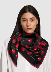 Dolce & Gabbana Cherries Printed Silk Twill Foulard