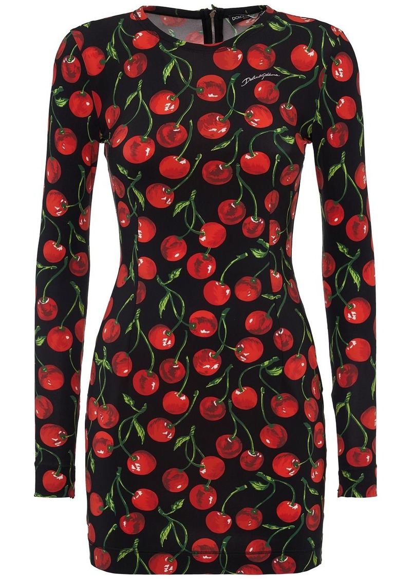 Dolce & Gabbana Cherry Print Jersey Mini Dress