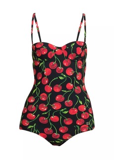 Dolce & Gabbana Cherry-Print One-Piece Swimsuit