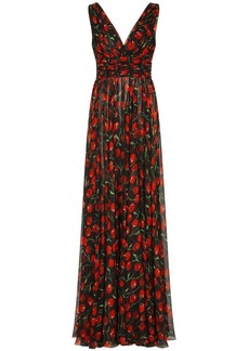 Dolce & Gabbana cherry-print pleated dress