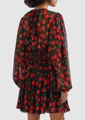 Dolce & Gabbana Cherry Print Silk Chiffon Mini Dress