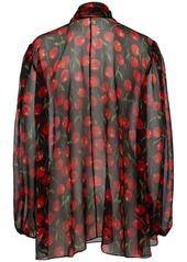 Dolce & Gabbana Cherry Printed Silk Chiffon Shirt