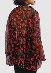 Dolce & Gabbana Cherry Printed Silk Chiffon Shirt