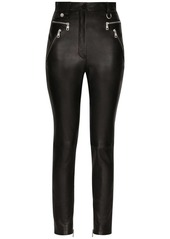 Dolce & Gabbana zip-detail faux-leather trousers