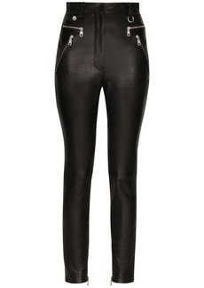 Dolce & Gabbana zip-detail faux-leather trousers