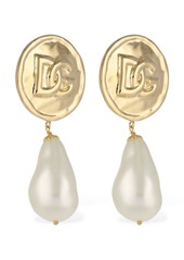 Dolce & Gabbana Coin Logo Dg Faux Pearl Clip-on Earrings