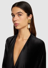 Dolce & Gabbana Coin Logo Dg Faux Pearl Clip-on Earrings