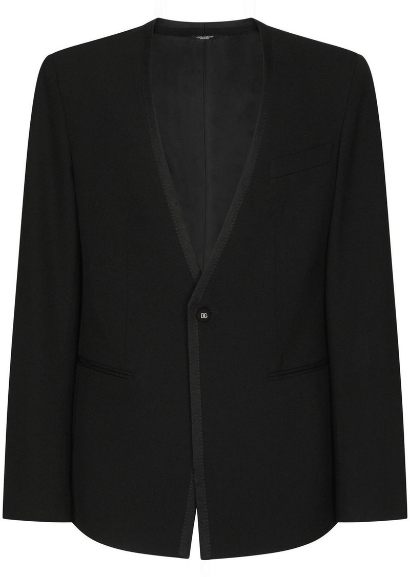 Dolce & Gabbana collarless wool-blend blazer