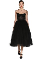 Dolce & Gabbana Corset Puff Skirt Tulle & Net Midi Dress
