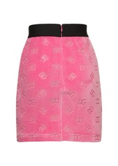 Dolce & Gabbana Cotton Chenille Jacquard Logo Mini Skirt