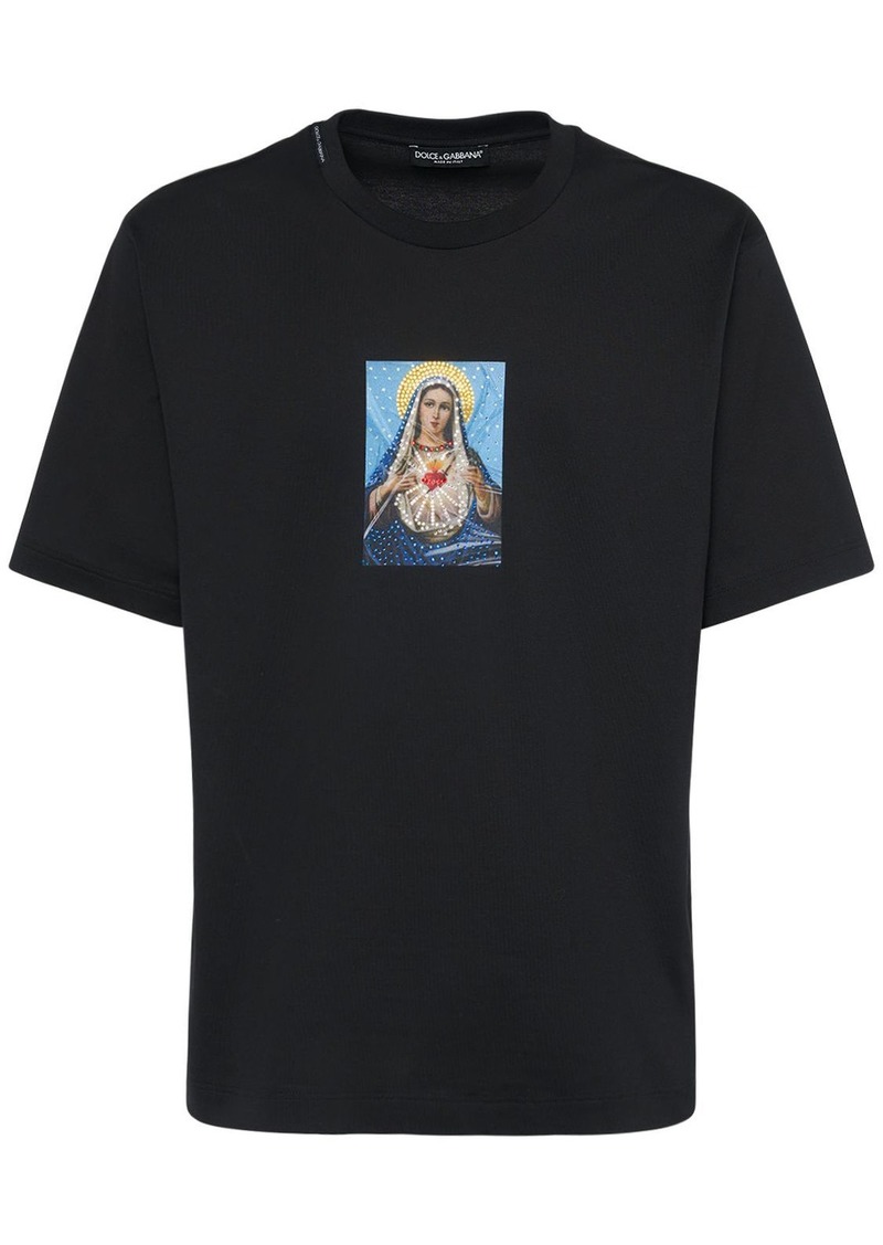 Dolce & Gabbana Cotton Jersey T-shirt W/ Crystals