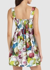 Dolce & Gabbana Cotton Poplin Flower Print Mini Dress