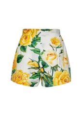 Dolce & Gabbana Cotton Poplin Rose Printed Shorts