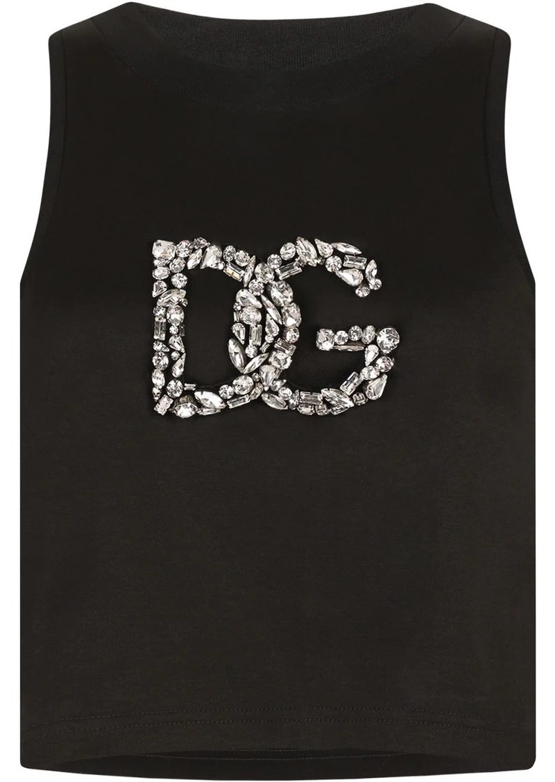 Dolce & Gabbana crystal-embellished cropped tank top