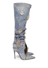 Dolce & Gabbana patchwork-denim knee-high boots