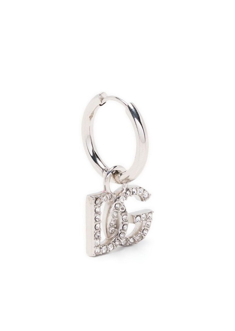 Dolce & Gabbana crystal-embellished logo-charm hoop