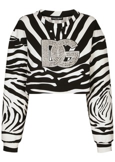 Dolce & Gabbana crystal-logo zebra print sweatshirt