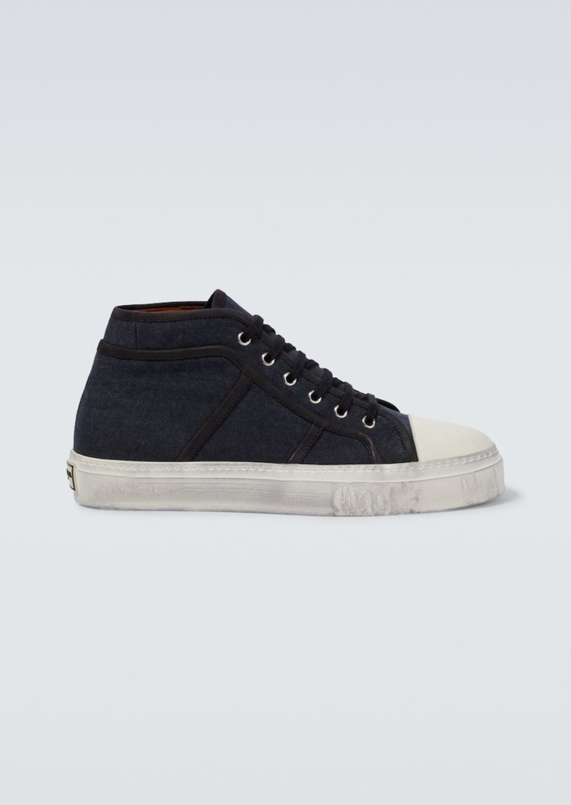 Dolce & Gabbana Denim leather-trimmed sneakers