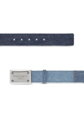 Dolce & Gabbana logo-tag patchwork-denim belt