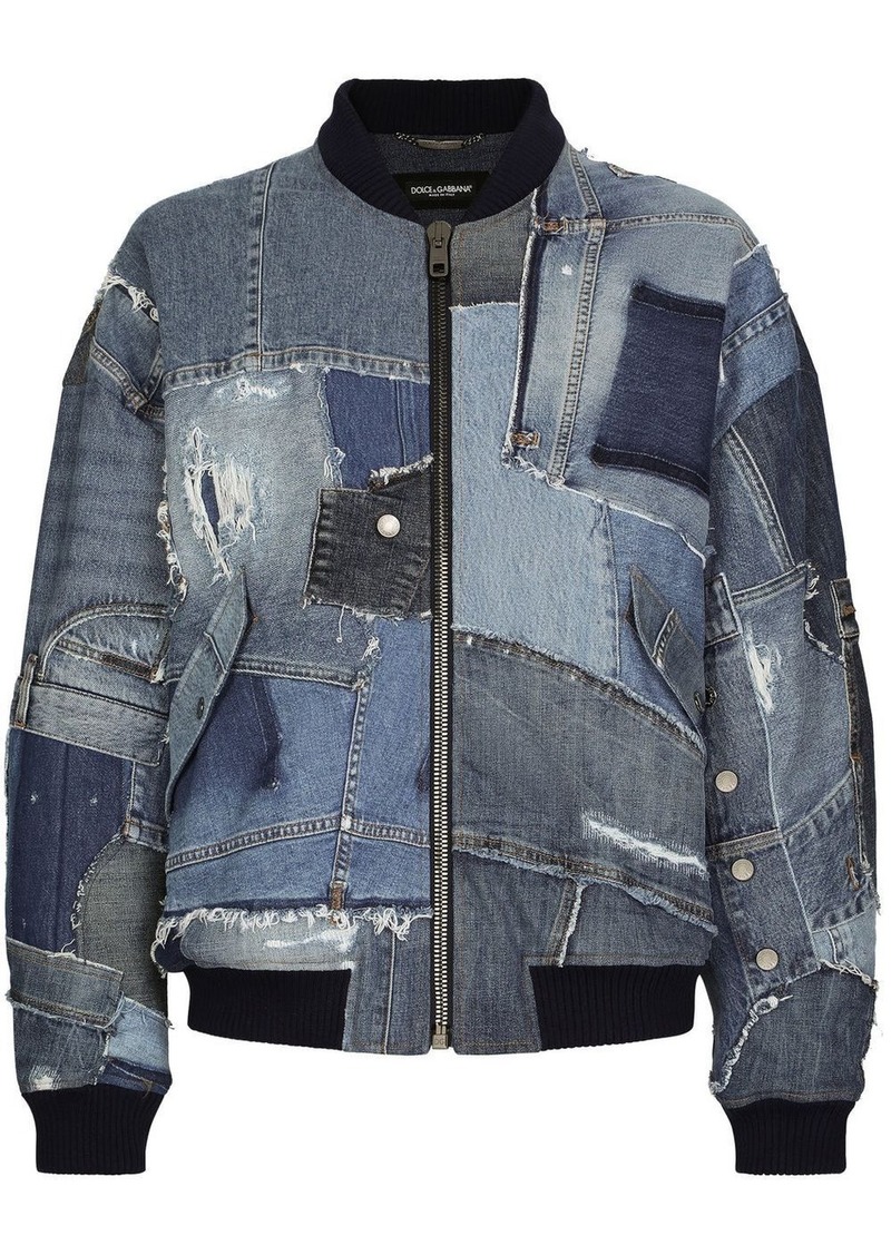 Dolce & Gabbana patchwork-denim bomber jacket