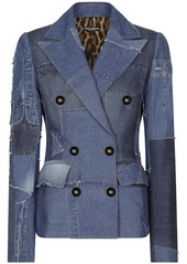 Dolce & Gabbana denim-patchwork double-breasted blazer