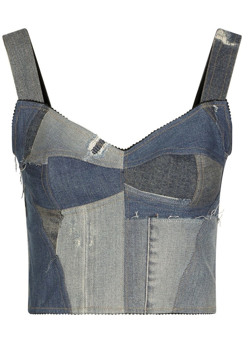 Dolce & Gabbana denim-patchwork vest top