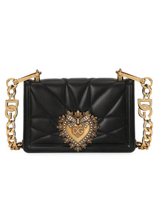 Dolce & Gabbana Devotion Leather Faux Pearl Strap Shoulder Bag
