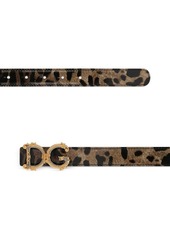 Dolce & Gabbana DG-buckle leopard-print belt