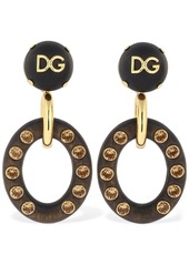Dolce & Gabbana Dg Clip-on Pendant Earrings W/ Crystals