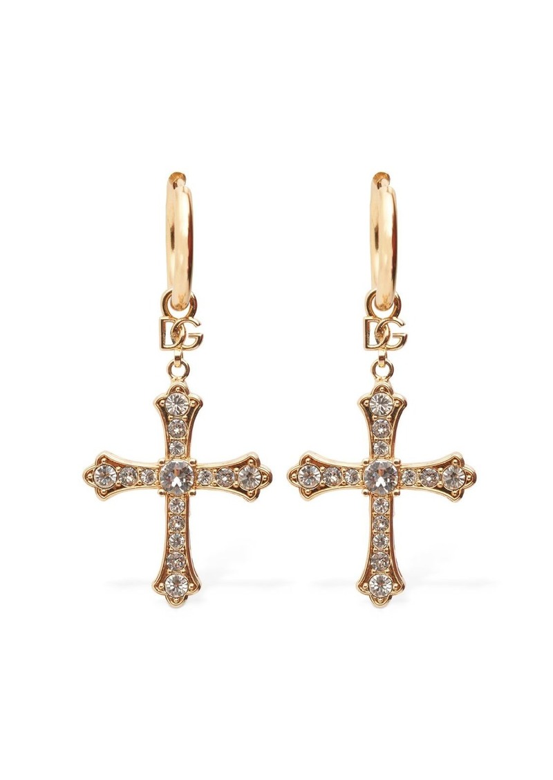 Dolce & Gabbana Dg Dna Crystal Cross Earrings