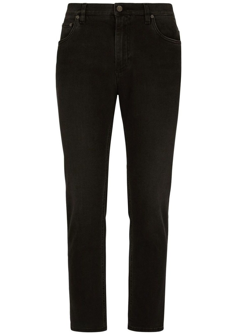 Dolce & Gabbana logo-appliqué tapered-leg jeans