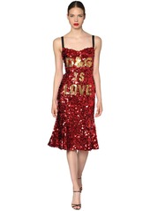 Dolce & Gabbana D&g Is Love Sequined Midi Dress