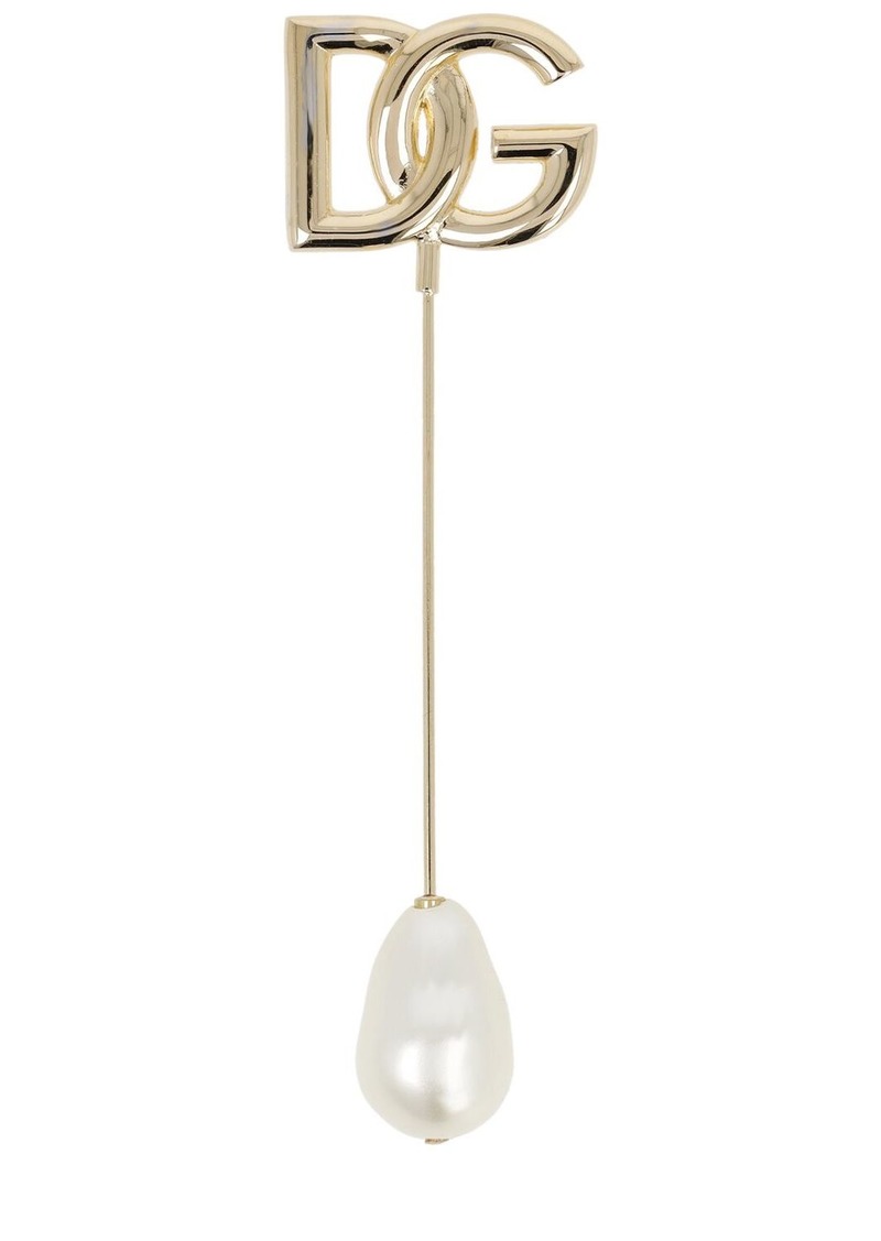 Dolce & Gabbana Dg Logo & Crystal Brooch